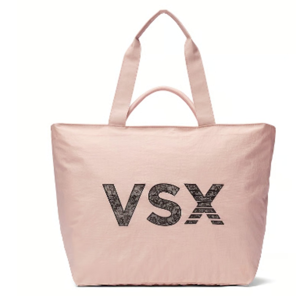 Victoria's Secret VSX Large Pink Tote Bag Gym Travel Shopper Carryall Athleisure